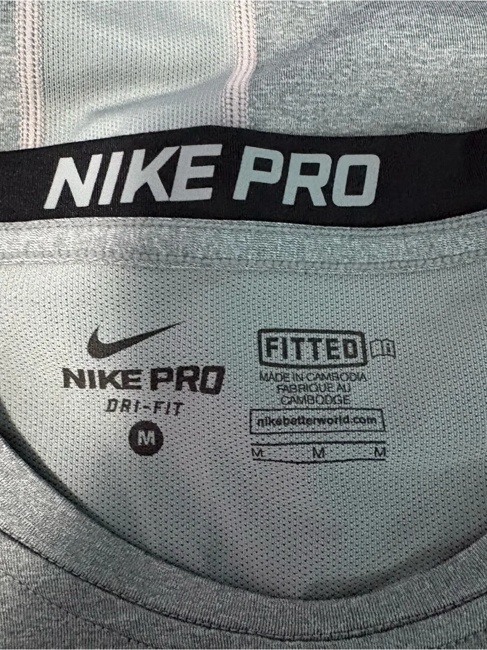 Nike Pro Light Gray Dri-FIT Performance Tee M